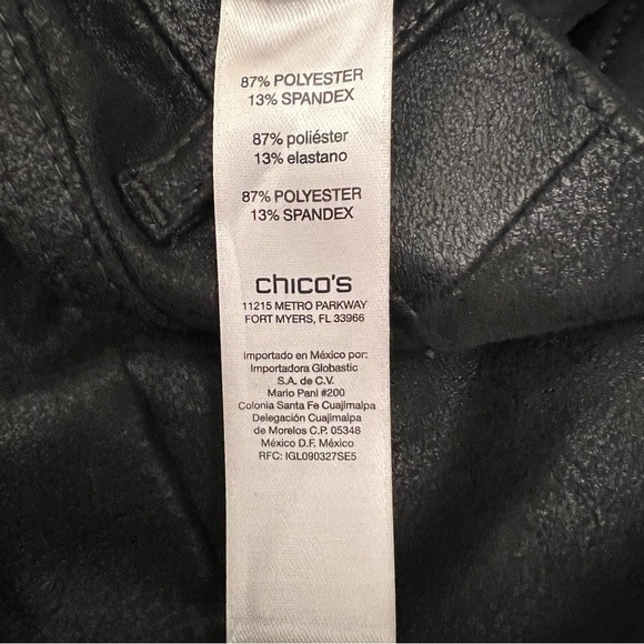 Chico's The Ultimate Fit Jeggings Faux Leather Leggings Black Slim Chico's sz 0 - Picture 6 of 11